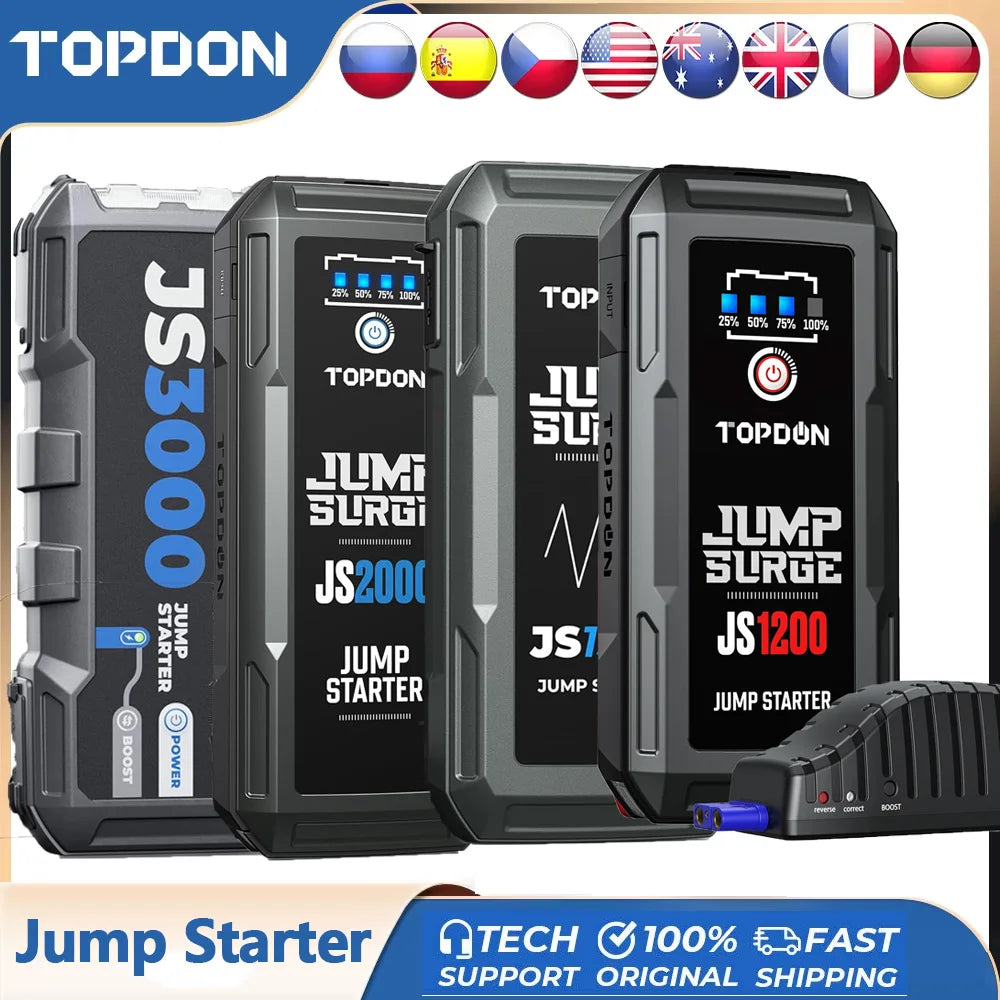 Topdon Portable 3000A Jump Starter 12V Car Battery Charger Power Bank