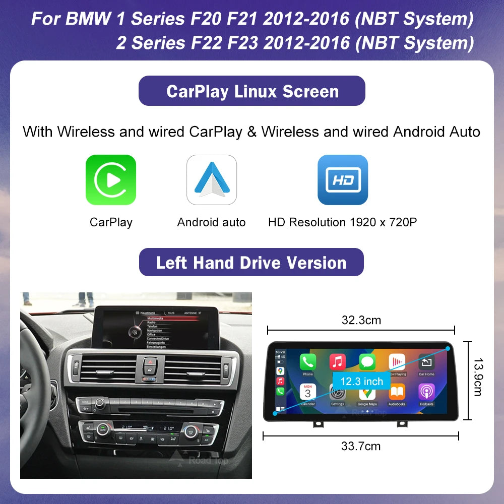 Road Top Ultra Touch Screen CarPlay Android Auto for BMW