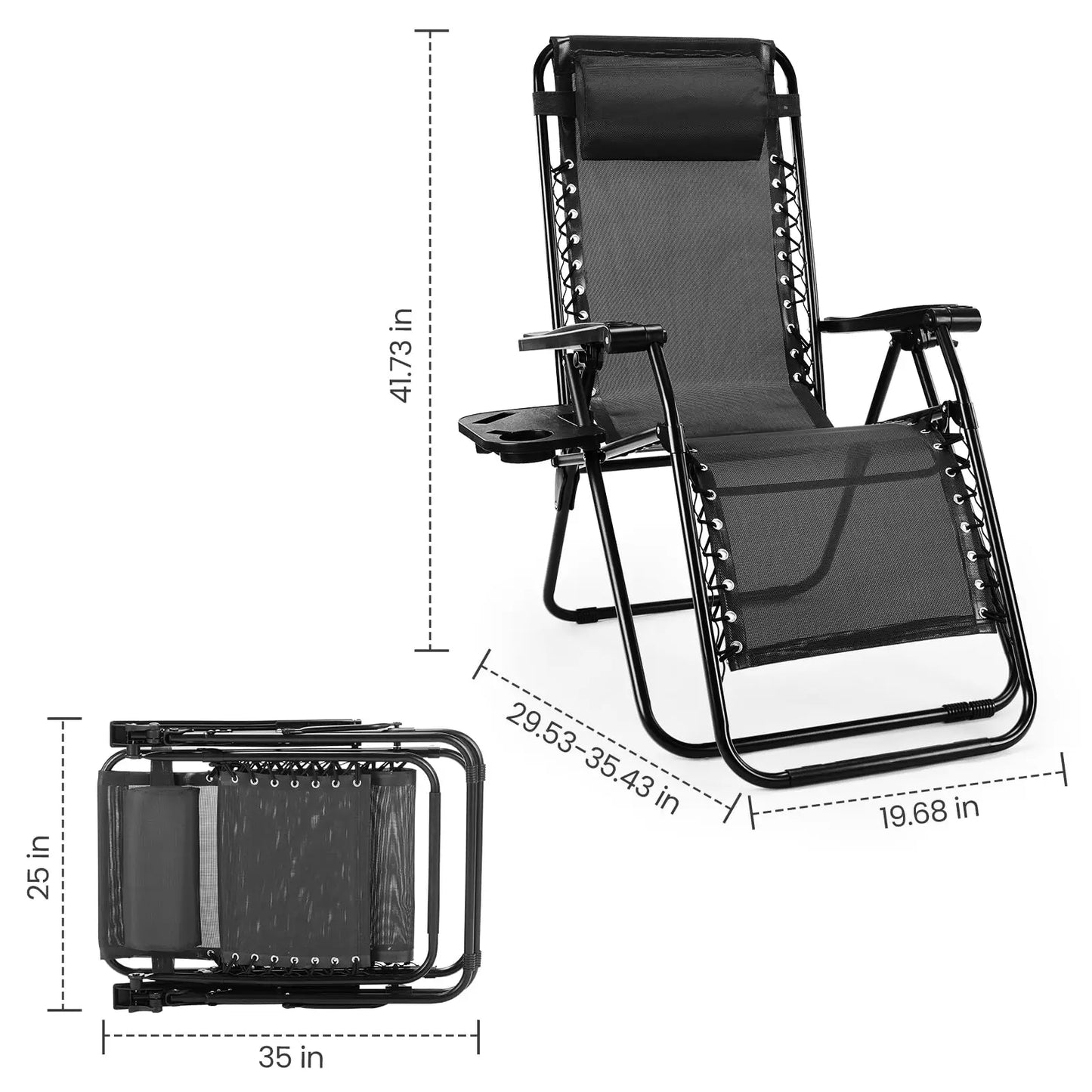 JHK Zero Gravity Two Pack Portable Patio Recliners