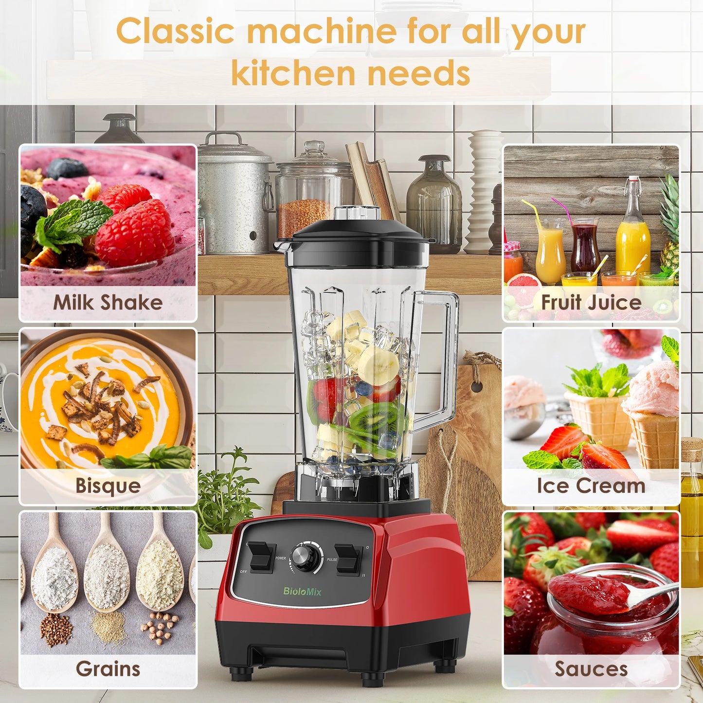 Biolomix 3HP 2200W Heavy Duty Blender Mixer Juicer Commercial Grade