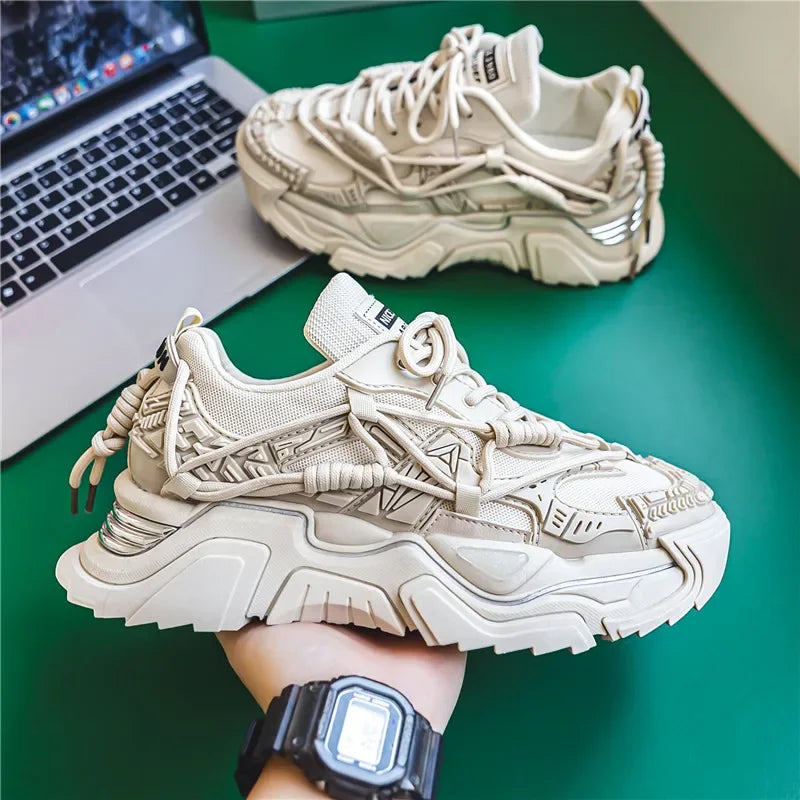 Men's Casual Mesh Sneakers Thick Sole Comfort Leisure Shoes