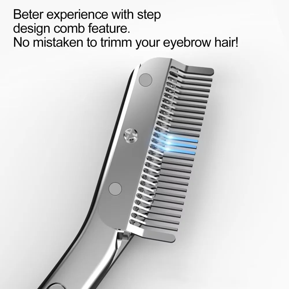 Stainless Steel Eyebrow Trimmer Scissors And Comb Set