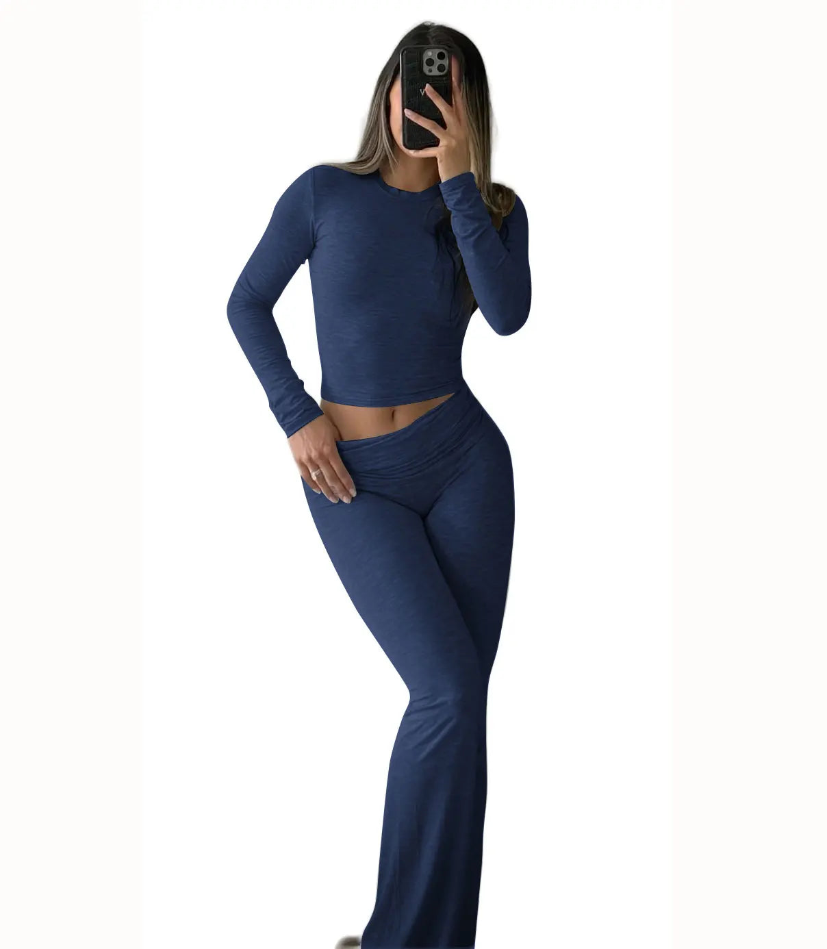 Women's Yoga Two Piece Set Long Sleeve Wide Leg Activewear