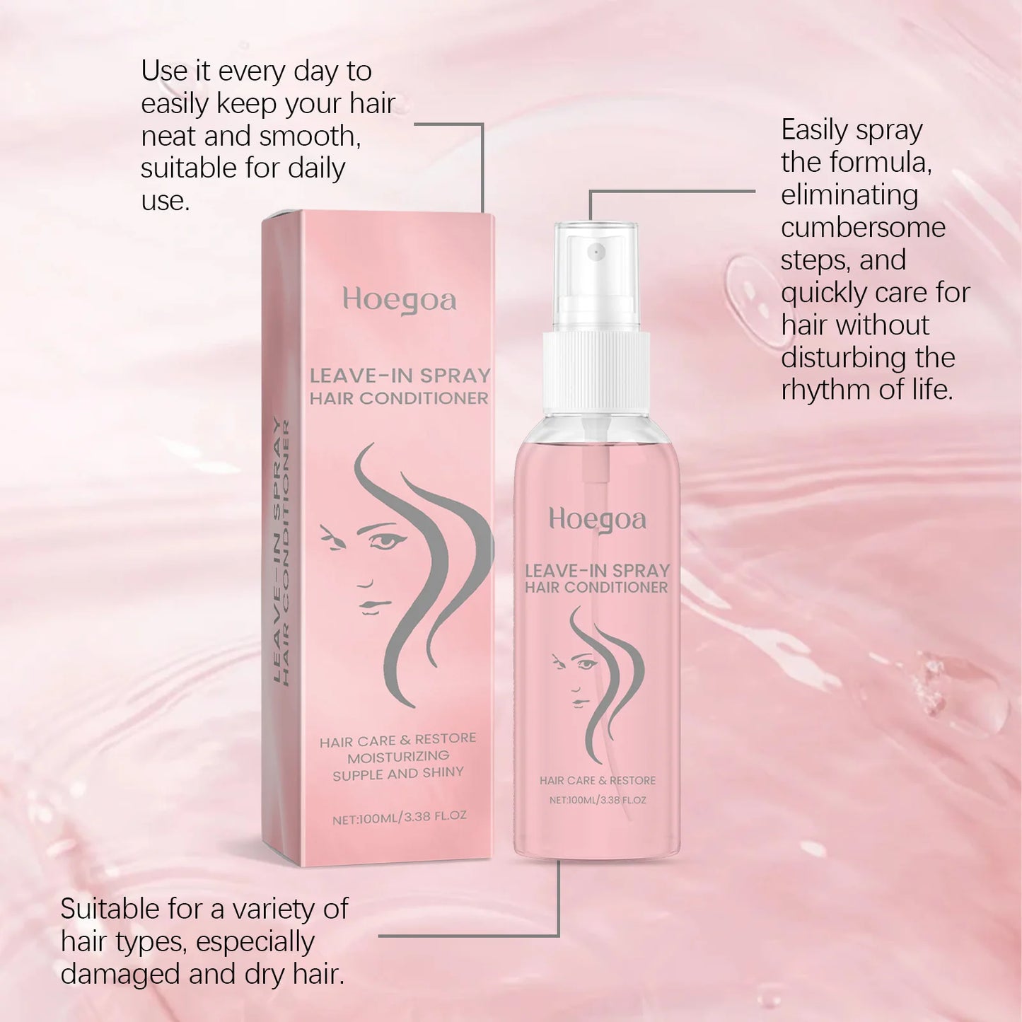 HOEGOA Leave In Hair Conditioner Spray For Nourished Frizz Control