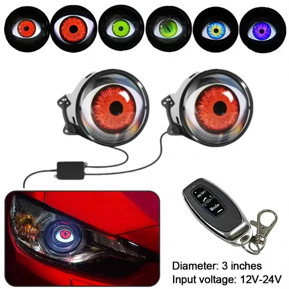 Hign-concerned LED Devil Eyes Car Headlights Dynamic Eye Lights 12V 24V For Cars SUVs Motorcycles