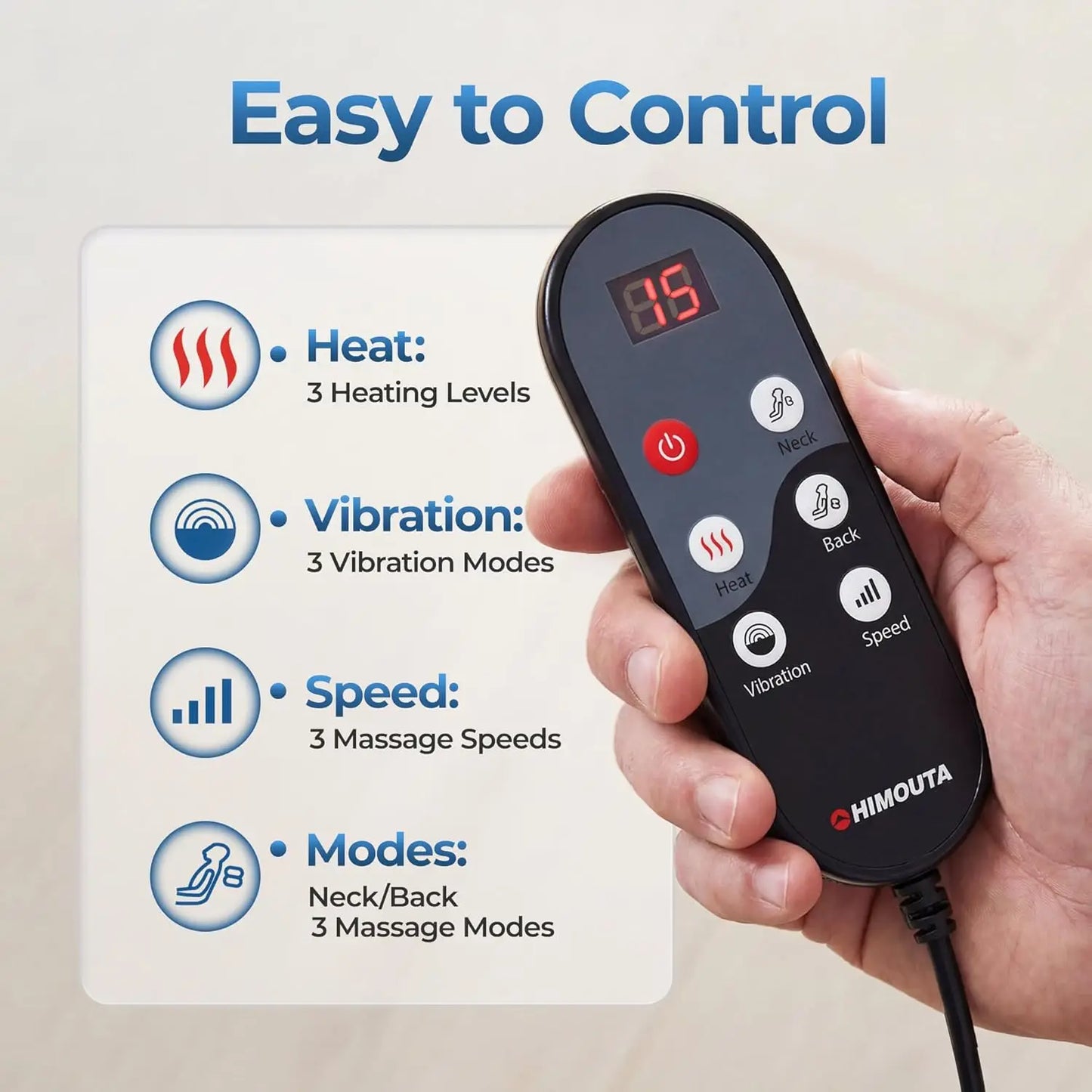 HIMOUTA 3in1 Shiatsu Massage Cushion With Heat For Full Body