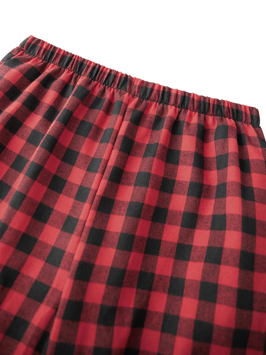 Family Matching Christmas Pajama Set Plaid Print Sleepwear