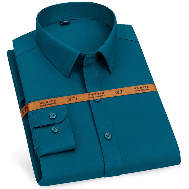 Men's Slim Fit Breathable Dress Shirt Long Sleeve Business Casual