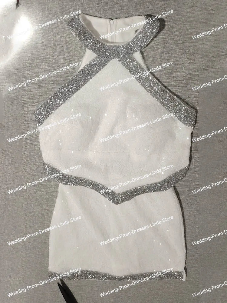 Built-In Bra Sequin Two Piece Cocktail Dress