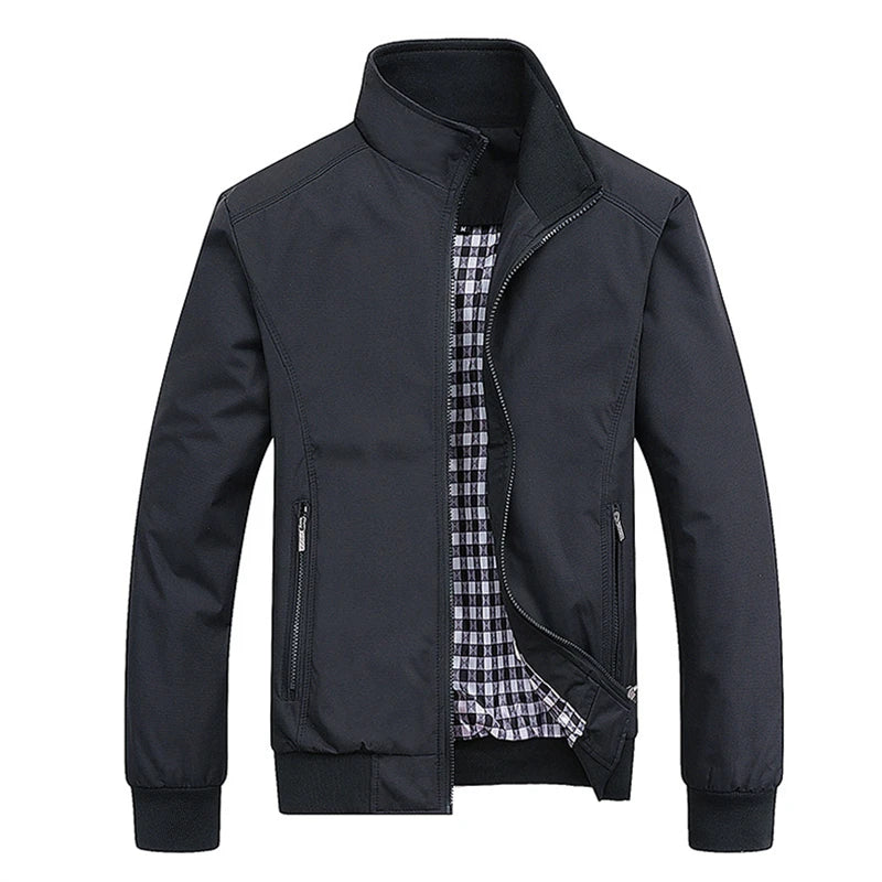 Men Slim Fit Bomber Jacket Casual Baseball Zip Up Outerwear