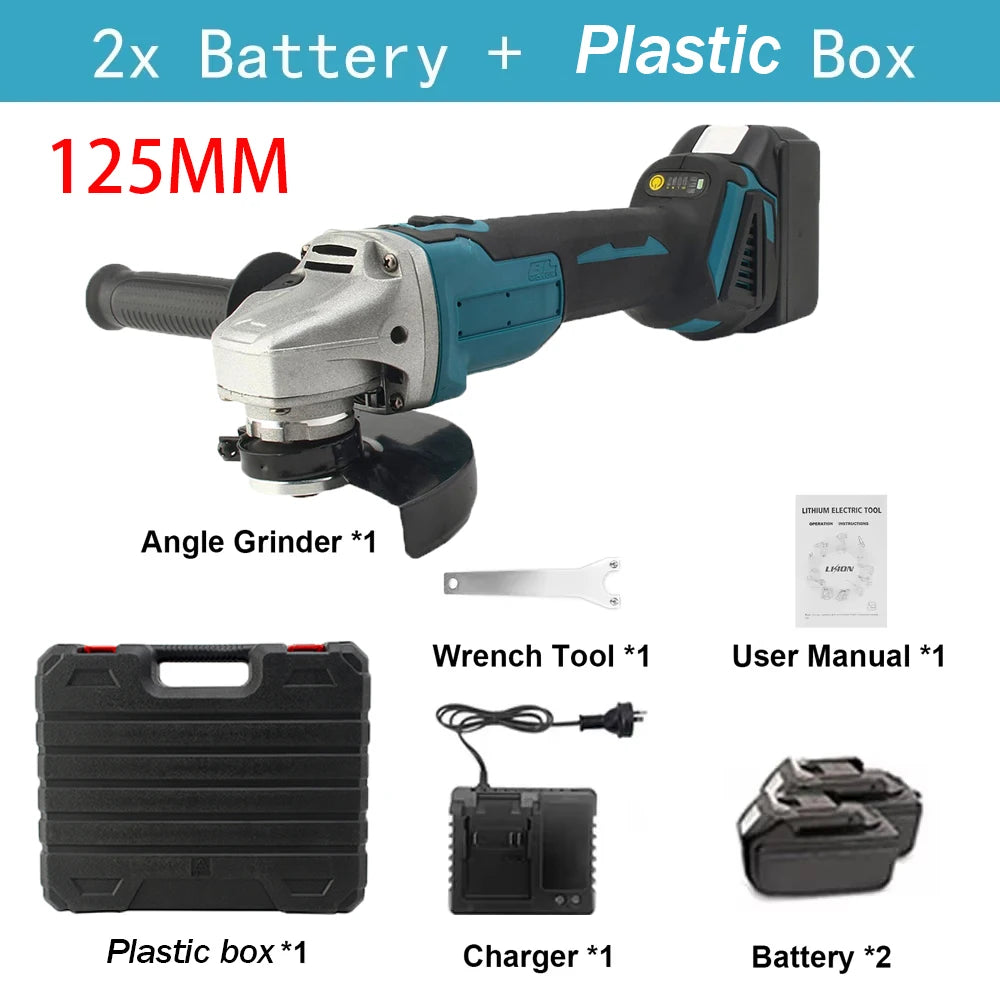 125mm Brushless Angle Grinder Cordless Electric Angle Grinder Power Tool Polishing Cutting Machine for Makita 18V Battery Pin