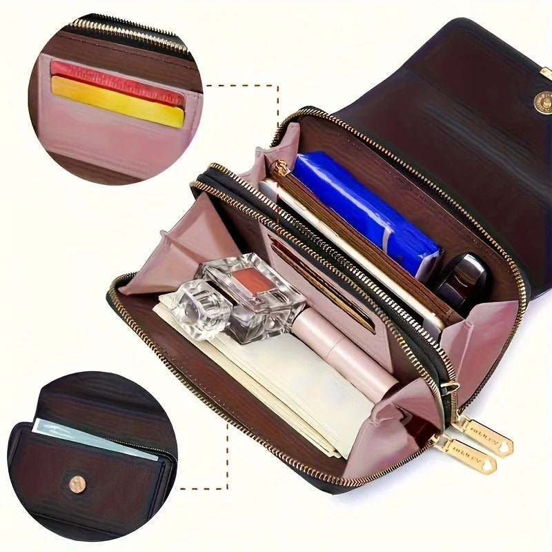 Womens Patent Leather Crossbody Bag with Rhinestone Drop Earrings Set