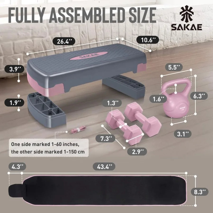 YAO HUI HUANG Adjustable Height Aerobic Stepper Kit With Weights