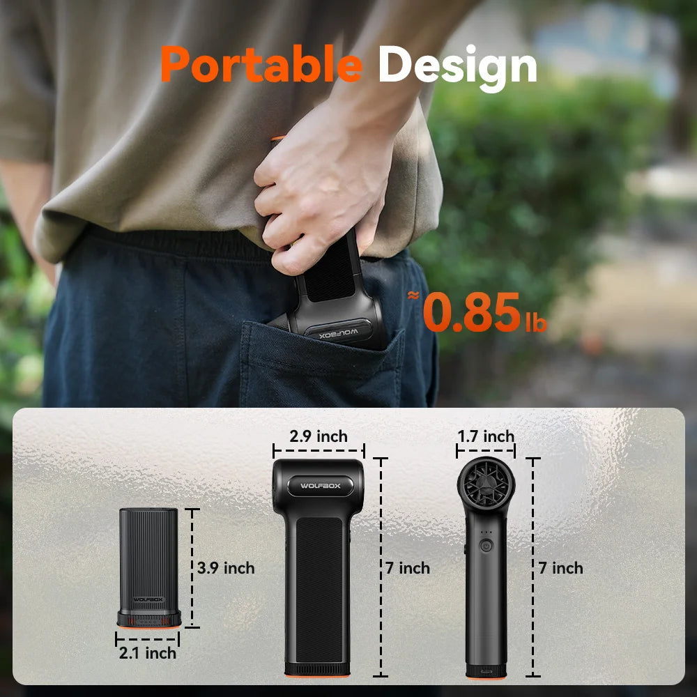 WOLFBOX Wireless Electric Air Duster Fan 3 Speed Adjustable Portable