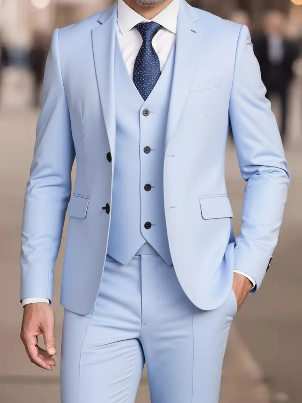 SONGWEJiE Men's Four Seasons Business Suit Two Piece Set
