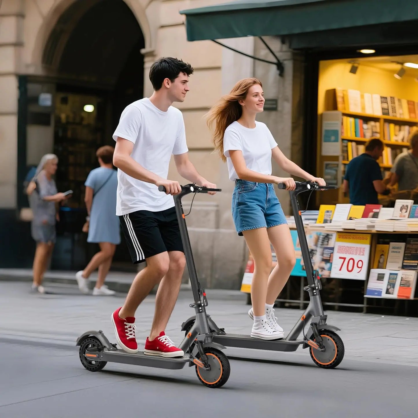 AOVOPRO Folding Electric Scooter Smart App Control Dual Braking System