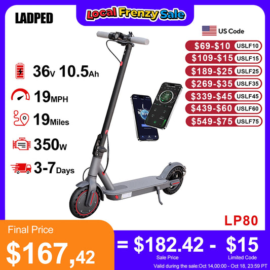 LADPED LP80 Foldable Electric Scooter 350W 19mph Pro