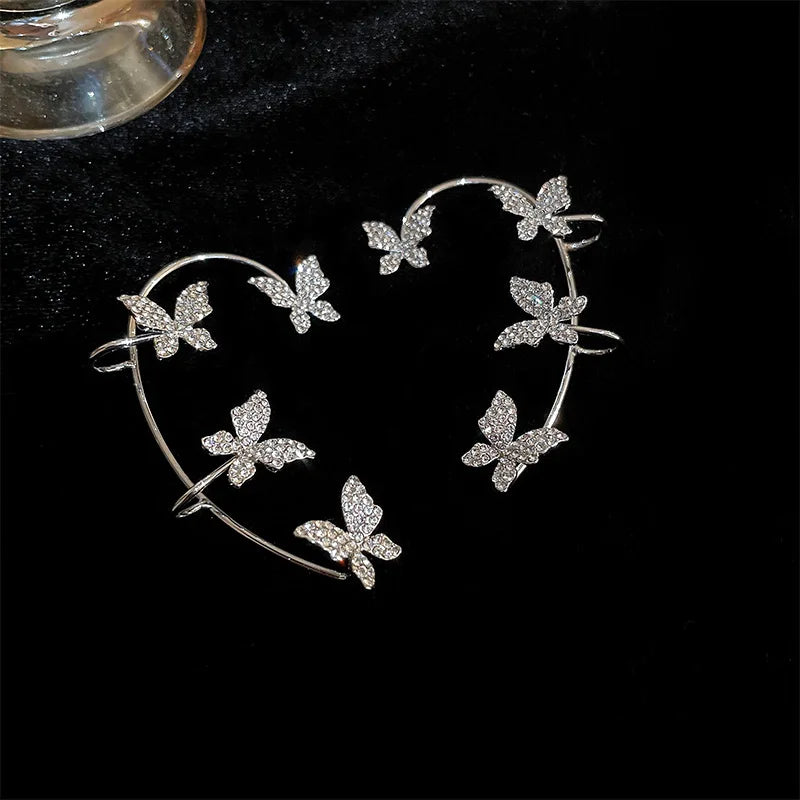 Clip Earrings Star Butterfly Crystal Tassel Zircon Fashion Jewelry