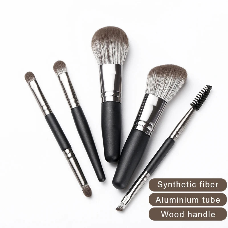 Portable Mini Makeup Brush Set Travel Friendly Professional Eyes Lips Blush