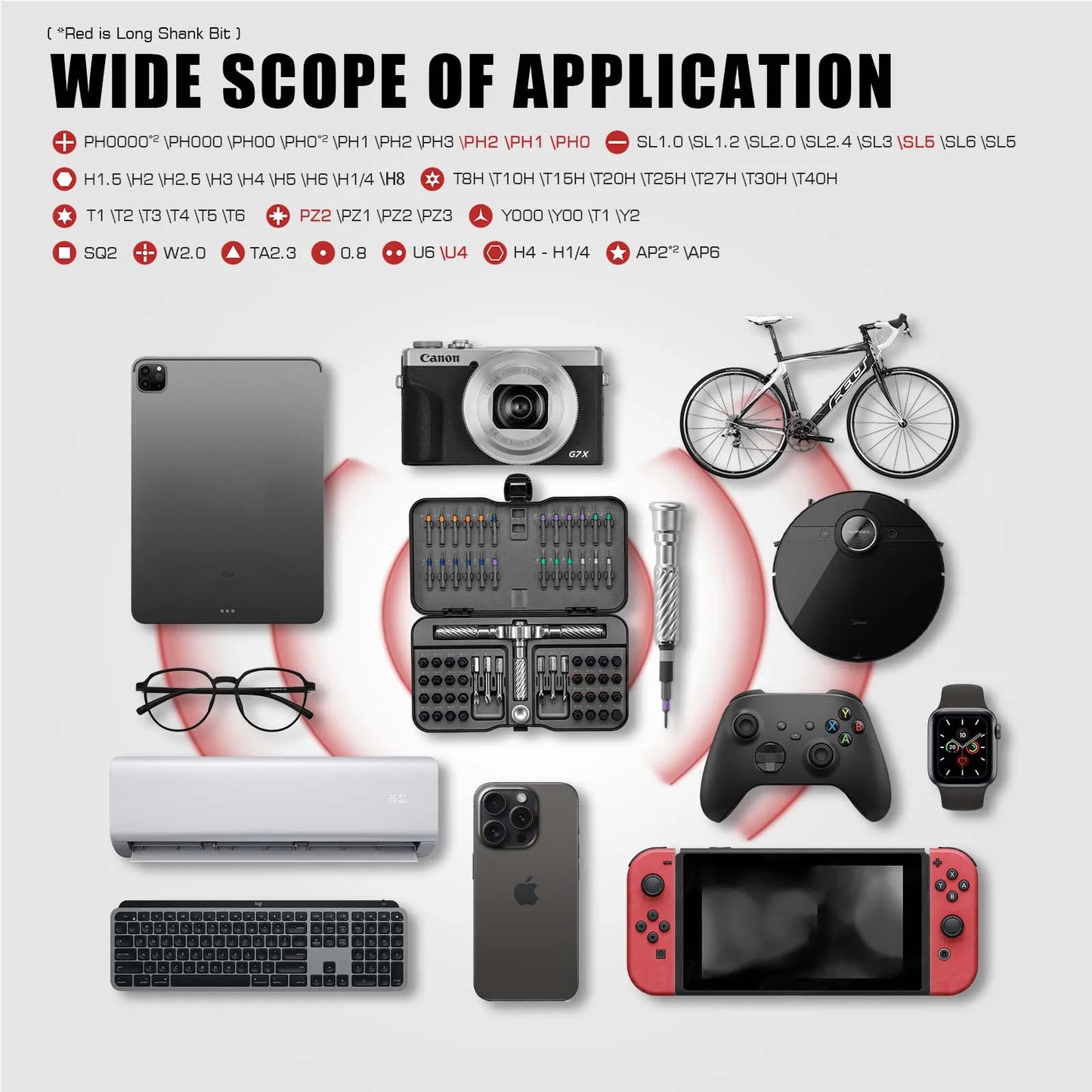 VMAN 66in1 Multifunction Ratchet Screwdriver Set With Magnetic Bits