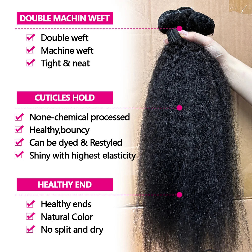 Queenlike Remy 12A Kinky Straight Human Hair Bundles for Weaving Premium Quality