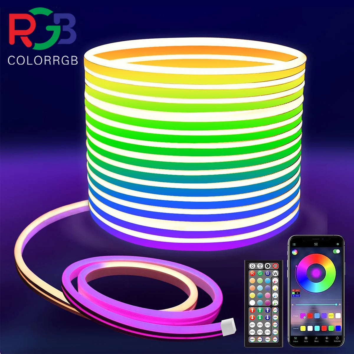 Aiopp UltraBrightIlluminated Flexible Neon LED Rope Lights RGB MultiColor StripLighting