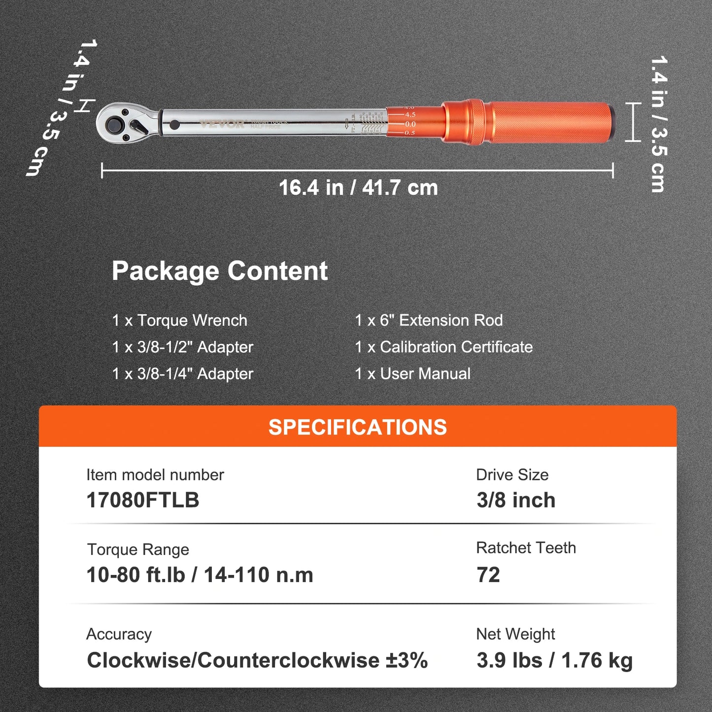 VEVOR Mechanical Torque Wrench Set Precision Pointer Tool