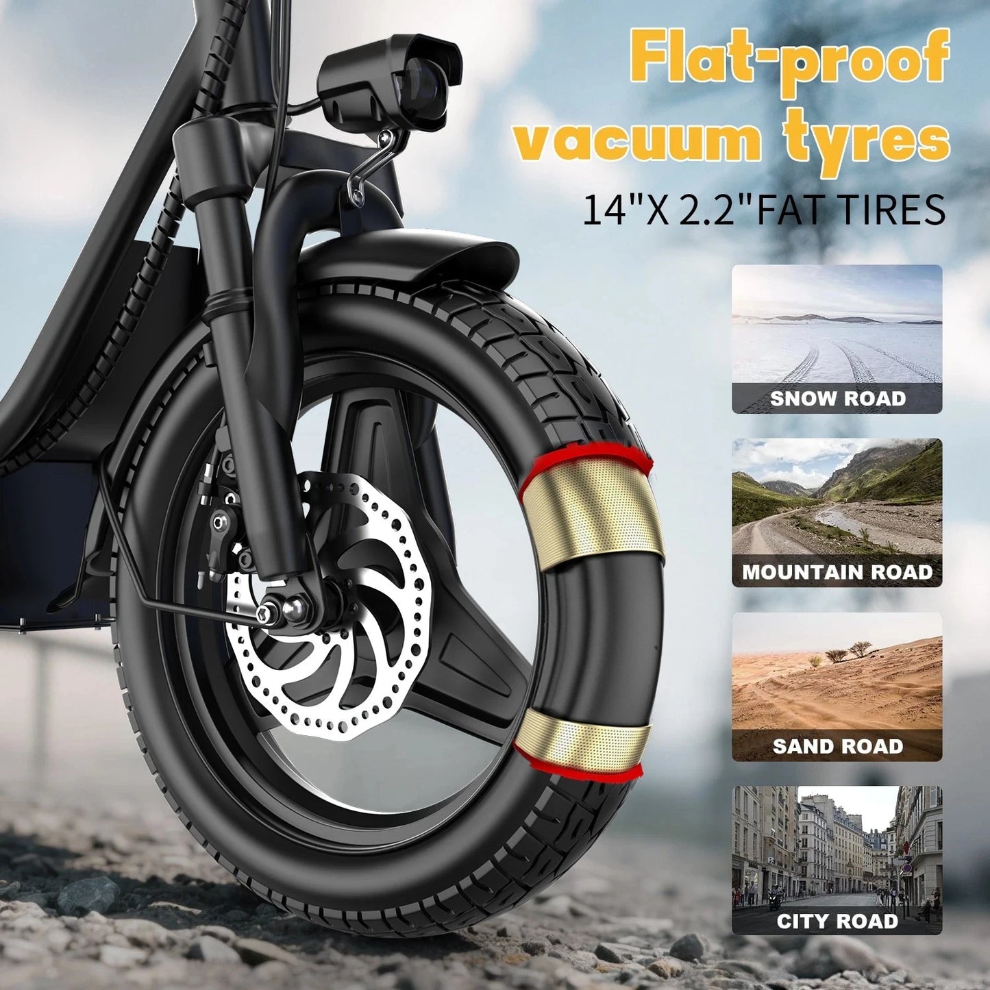 UPlee GQ8 Folding Electric Bike For Adults 48V 15Ah Battery