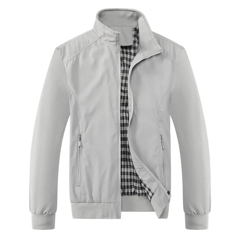 Men Slim Fit Bomber Jacket Casual Baseball Zip Up Outerwear