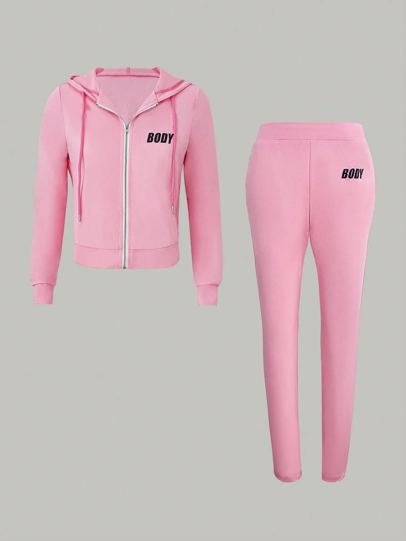 Women's Zipper Sportswear Two Piece Hoodie And Jogger Sweatpants Set
