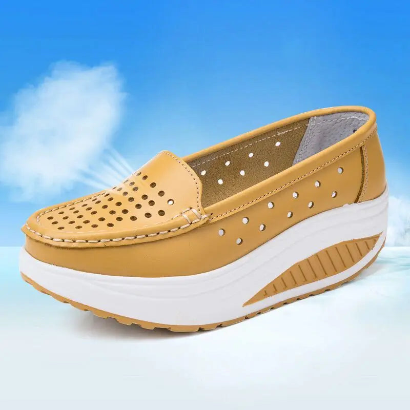 QUNSHENGRUI Women Leather Nursing Shoes Comfortable Work Shoes