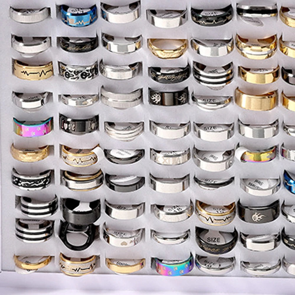 GuangdongFine Stainless Steel Rings Set For Men Women Wedding Jewelry
