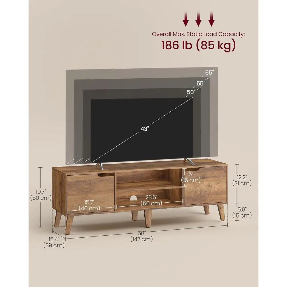 TV Stand or 65-Inch TVs, Entertainment Center with Adjustable Shel, 58-Inch Long Media ole Table, Transitional Style, or Living