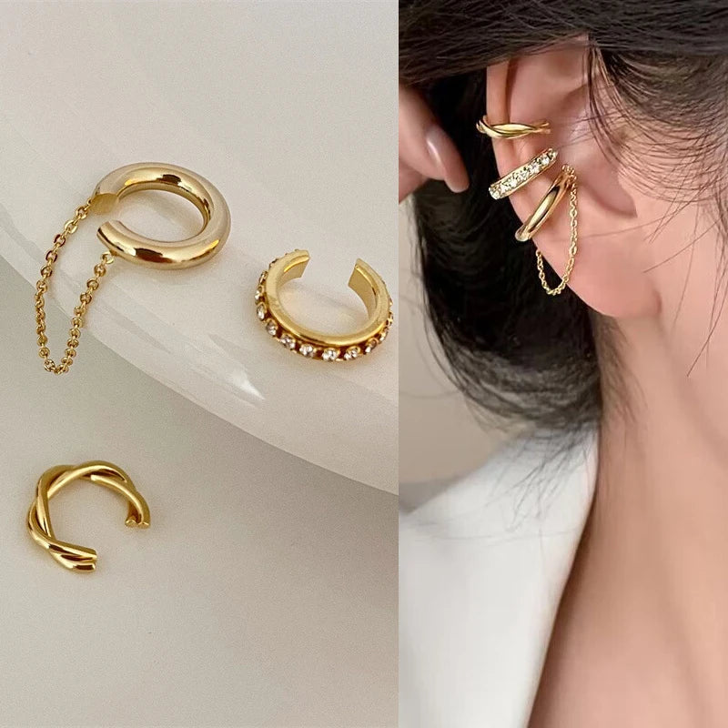 Clip Earrings Star Butterfly Crystal Tassel Zircon Fashion Jewelry