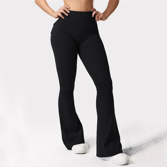 Yoga Flared Pants Womens High Waist Hip Lifting Wide Leg Pants Outdoor Leisure Tights Running Fitness Wear Gym Workout Leggings