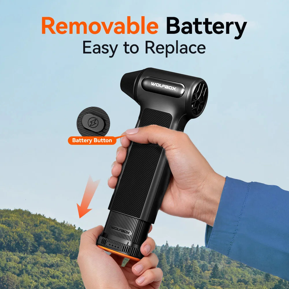 WOLFBOX Wireless Electric Air Duster Fan 3 Speed Adjustable Portable