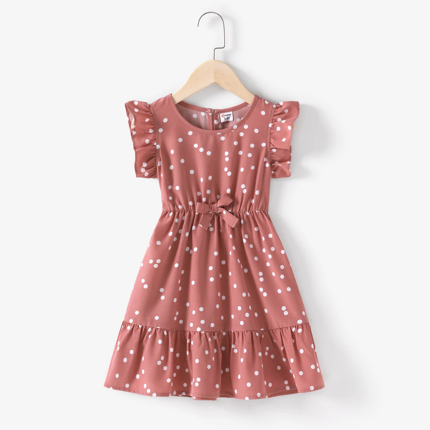 PatPat Family Matching Polka Dot Flutter Sleeve Summer Dress Set