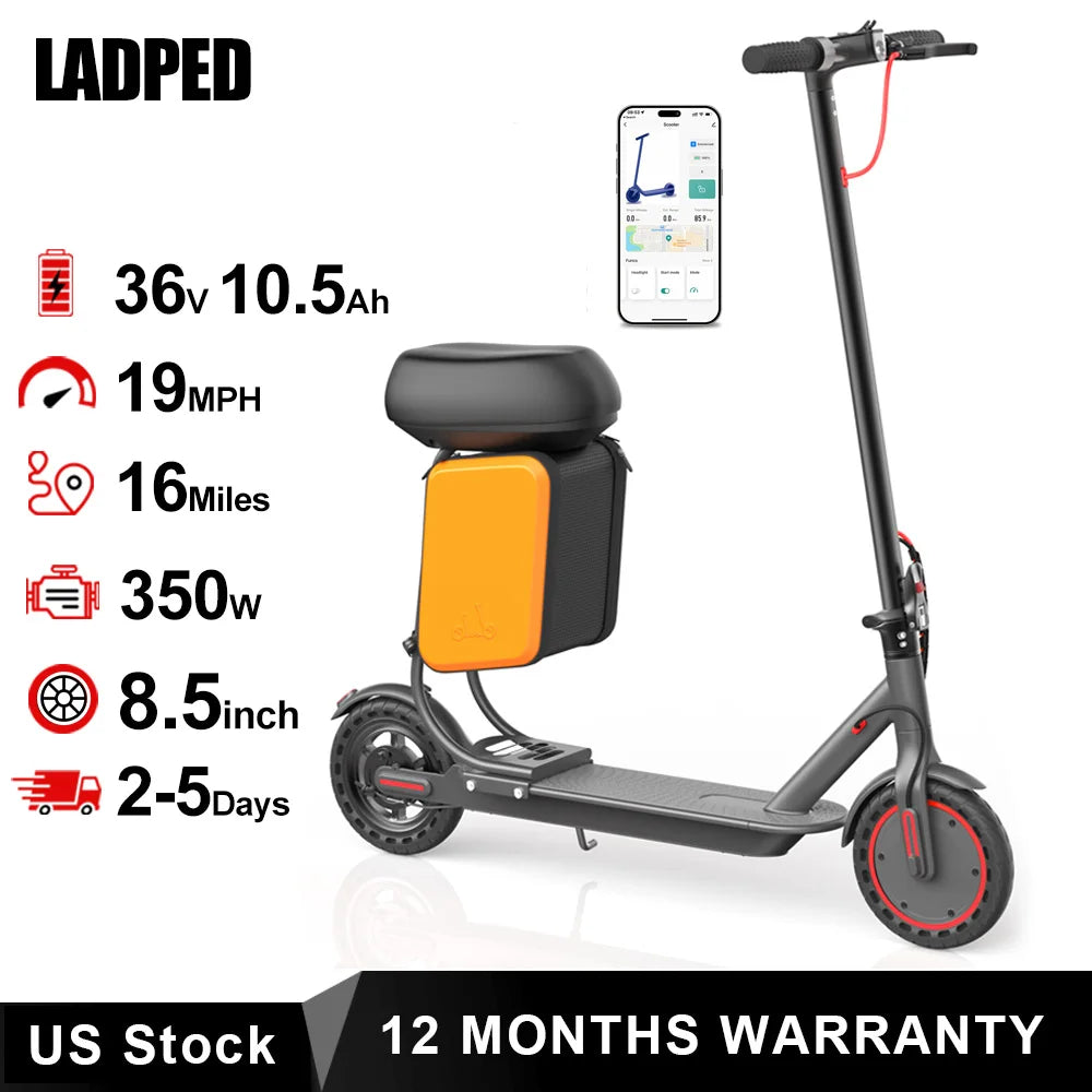 Ladped Electric Scooter 350W 16 Mile Range Includes Removable Seat