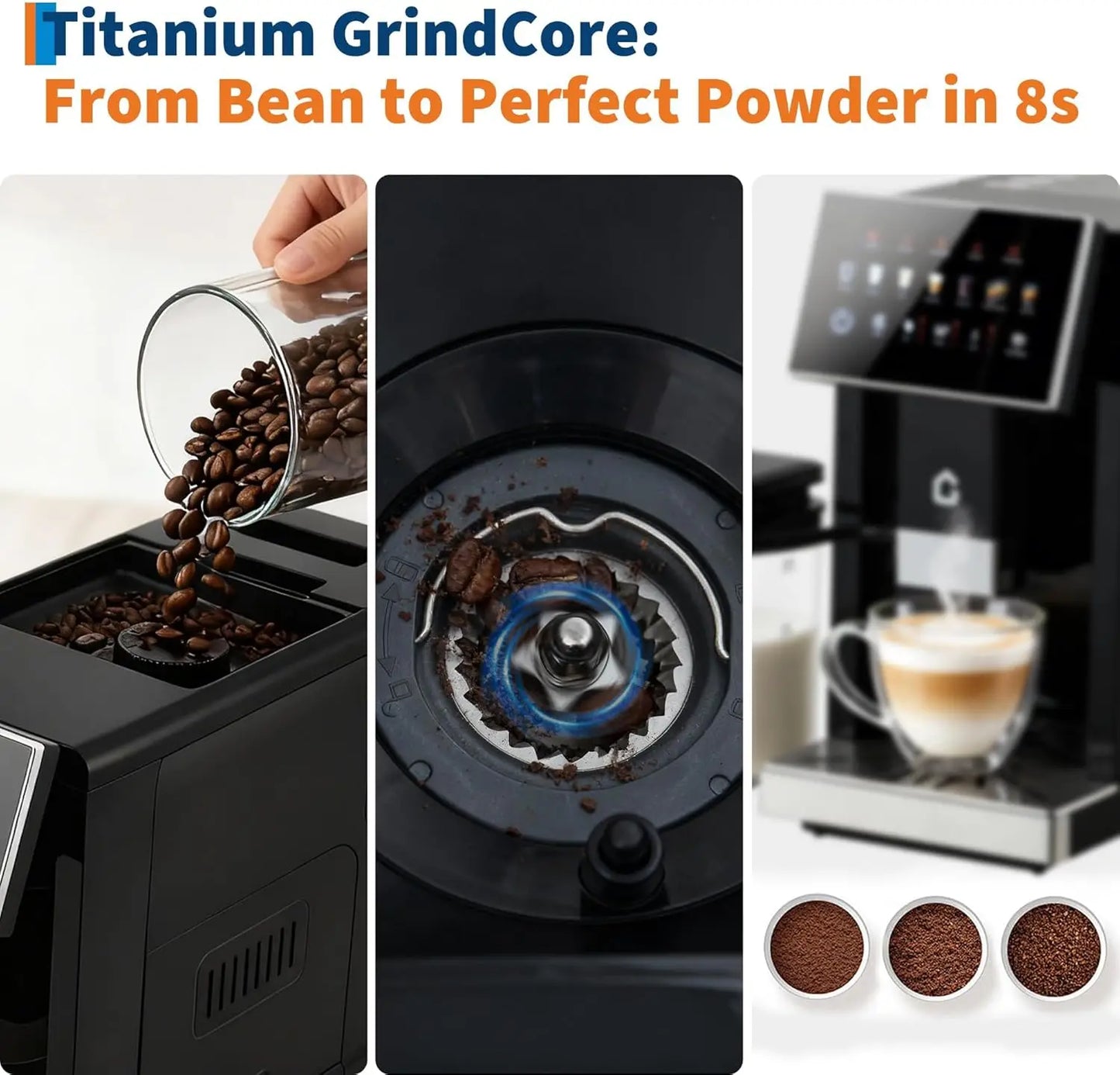 Acekool Espresso Coffee Maker With Milk Frother And Grinder