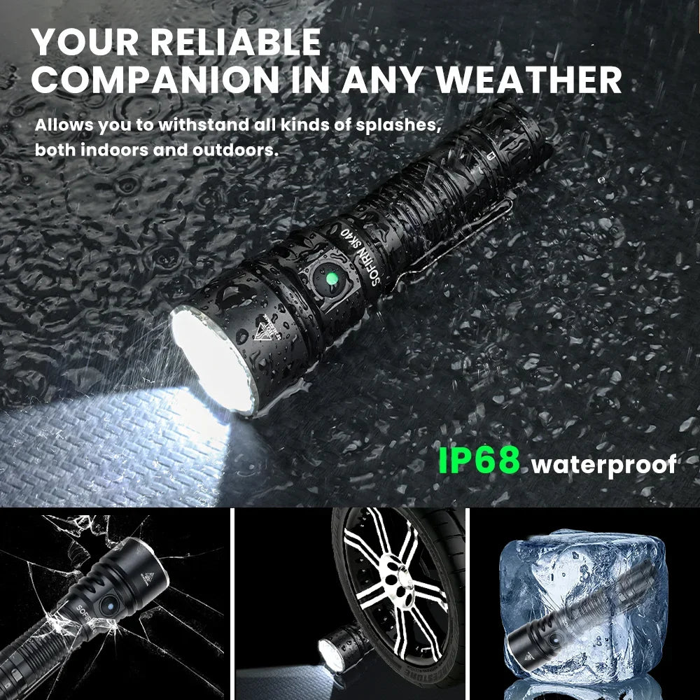 Sofirn SK40 SFT70 LED Flashlight 3200lm 21700 Long Range Spotlight