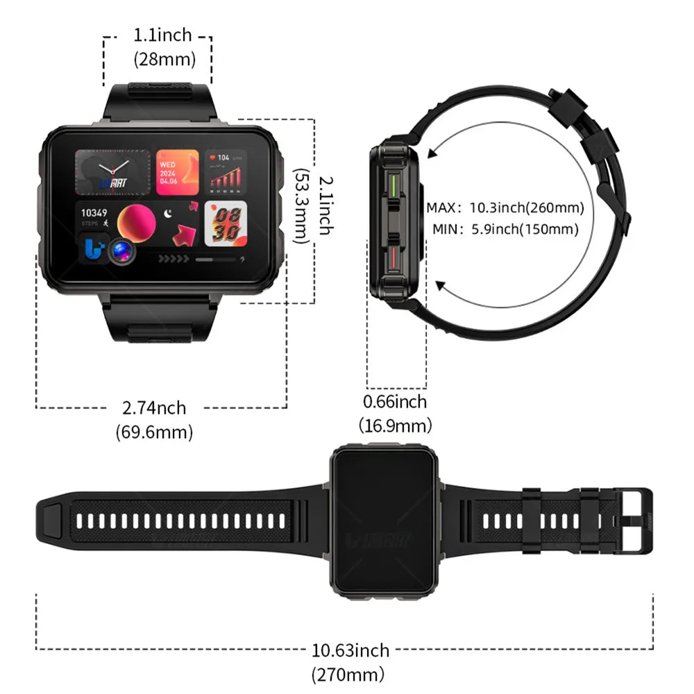 LOKMAT Android Smartwatch Phone 4G Calls Square Big Screen