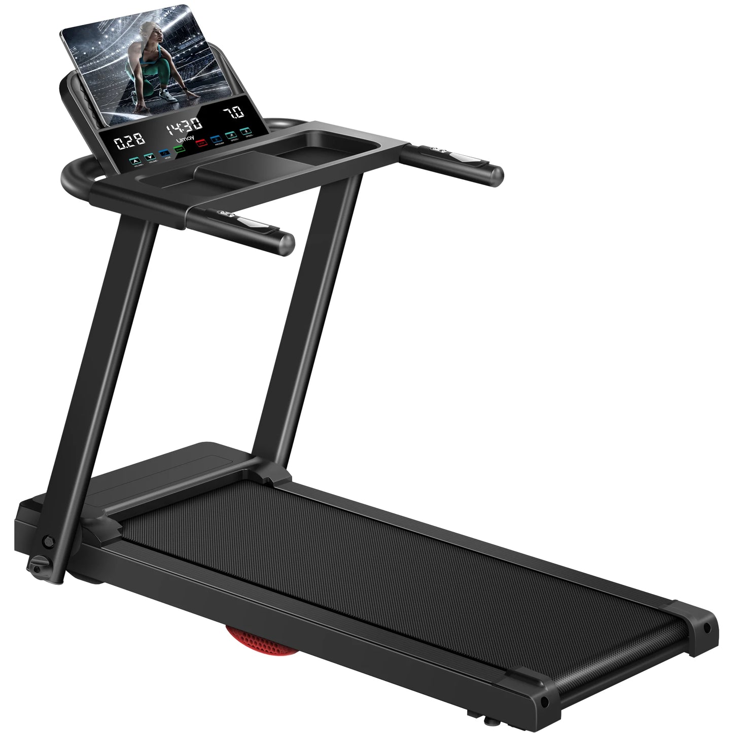 None Driving 3.0HP Brushless Foldable Home Treadmill with HR Monitor