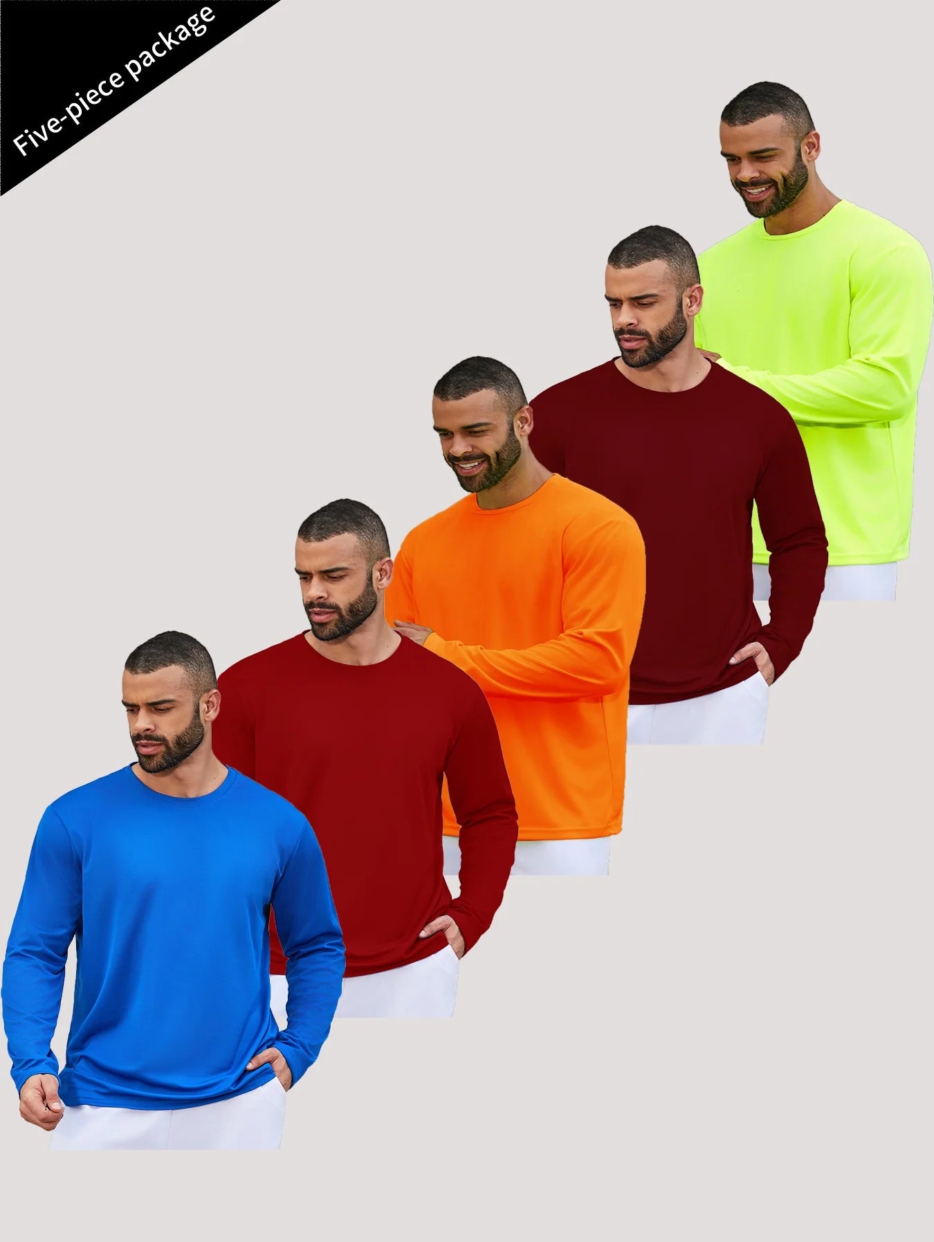 NONECN Men's Running Speed Dry Long Sleeve Shirt for Sports