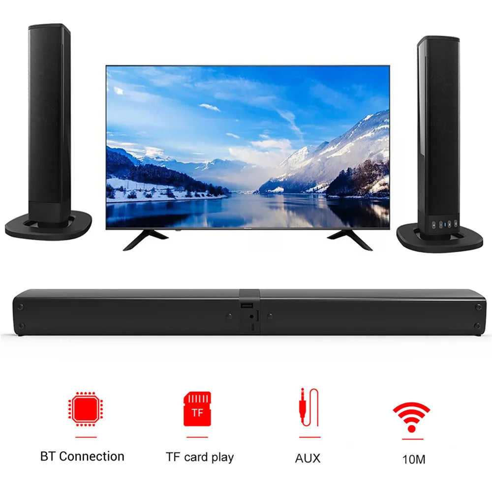 CURUK Wireless Bluetooth TV Sound Bar 2 Speaker System For Home Theater