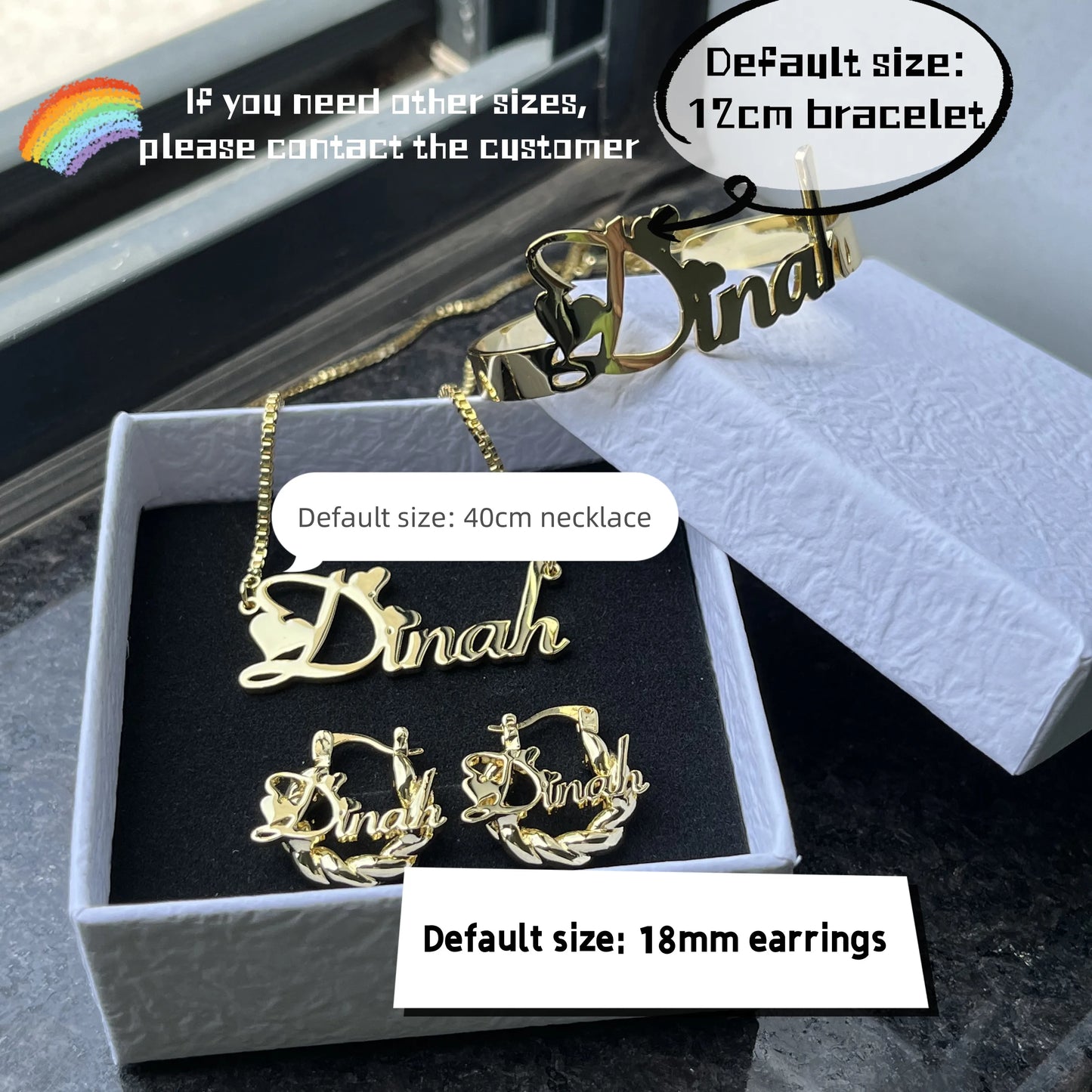 Duoying Custom Name Jewelry Set Necklace Earrings Bracelet