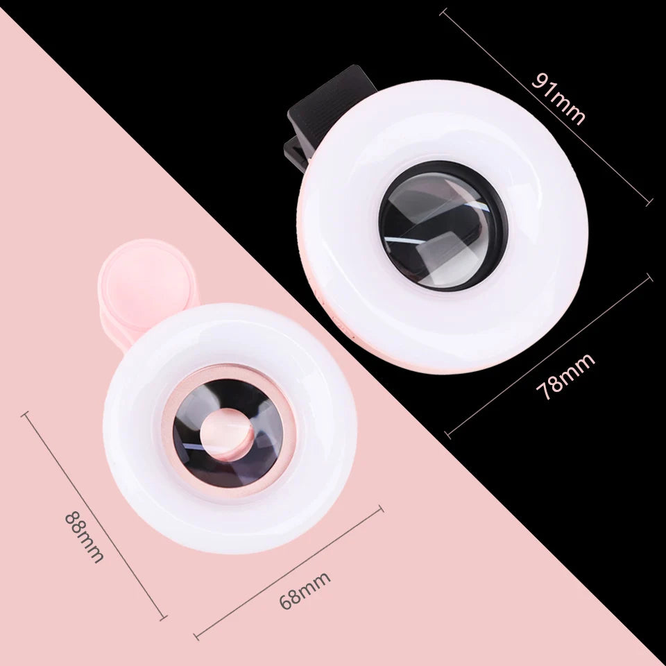 Lashrujade 15-20X Macro Lens With LED Ring Light Phone Clip