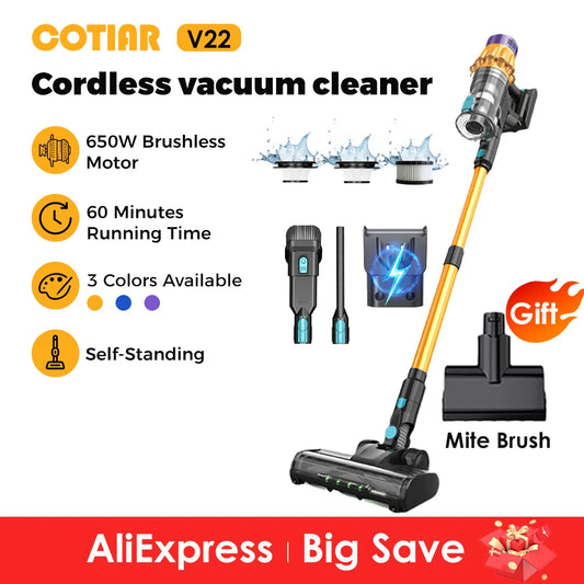 COTIAR V22 Cordless Vacuum Cleaner 650W 55000Pa Power