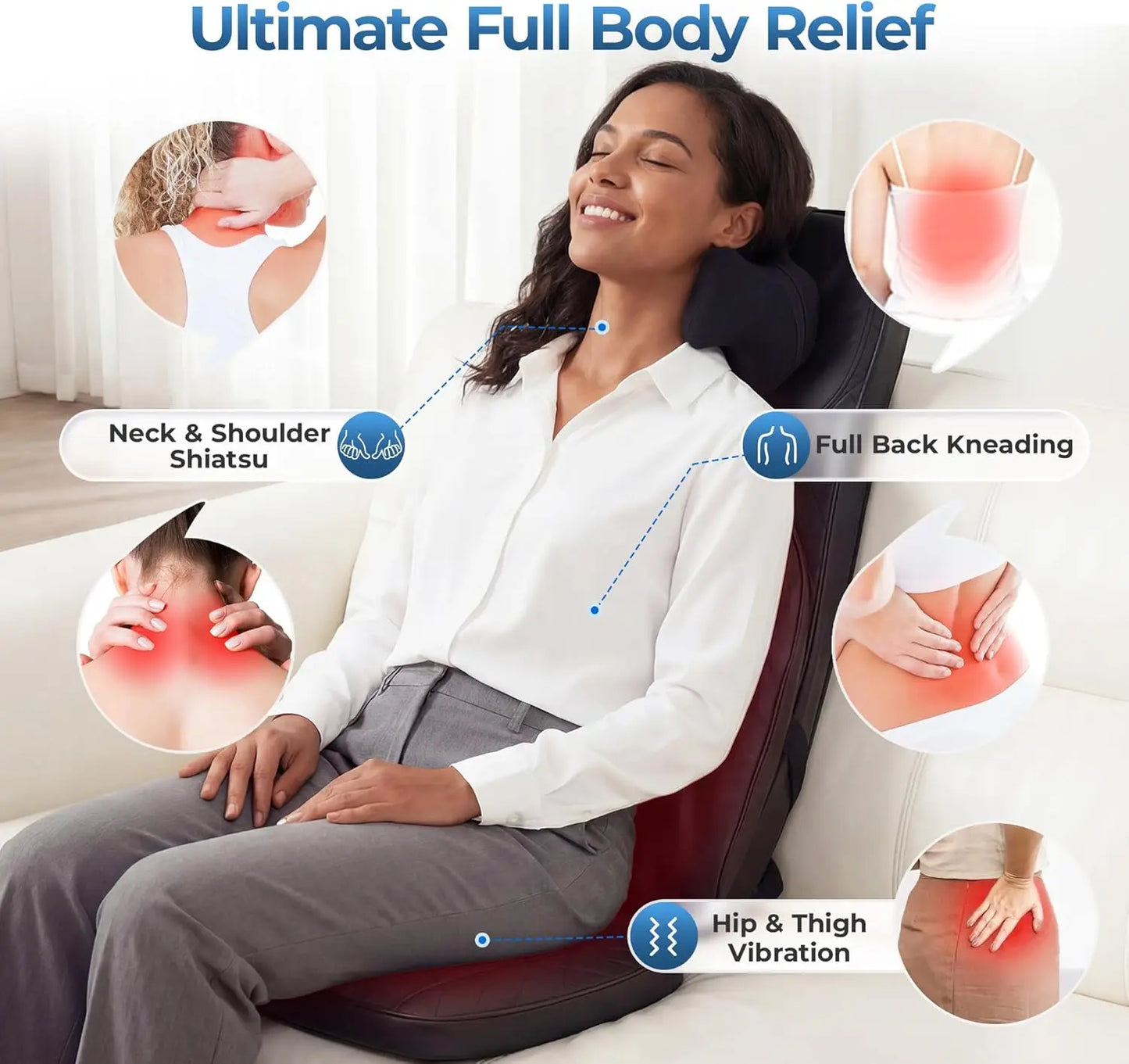 HIMOUTA 3in1 Shiatsu Massage Cushion With Heat For Full Body