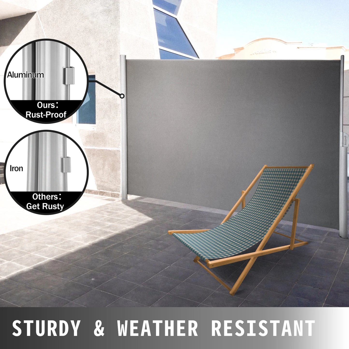 SucceBuy Retractable Side Awning Outdoor Patio Screen Fence Privacy Divider