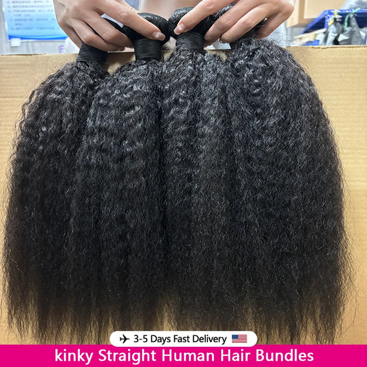 Queenlike Remy 12A Kinky Straight Human Hair Bundles for Weaving Premium Quality